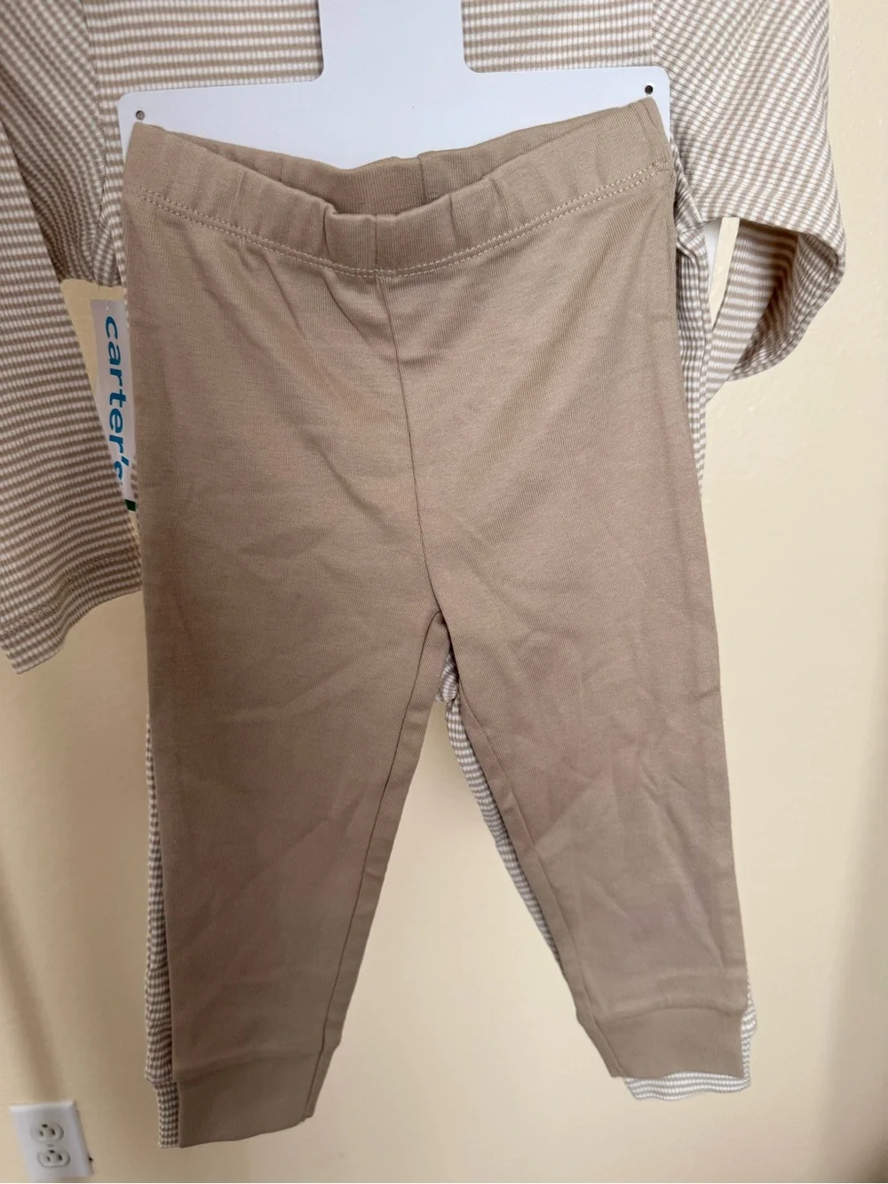 Carter's Beige & White Striped Long-Sleeve Two-Piece Set